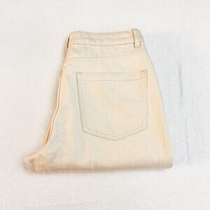 Reiss Lakely Straight Leg Cropped Denim Jeans Cream Size 28